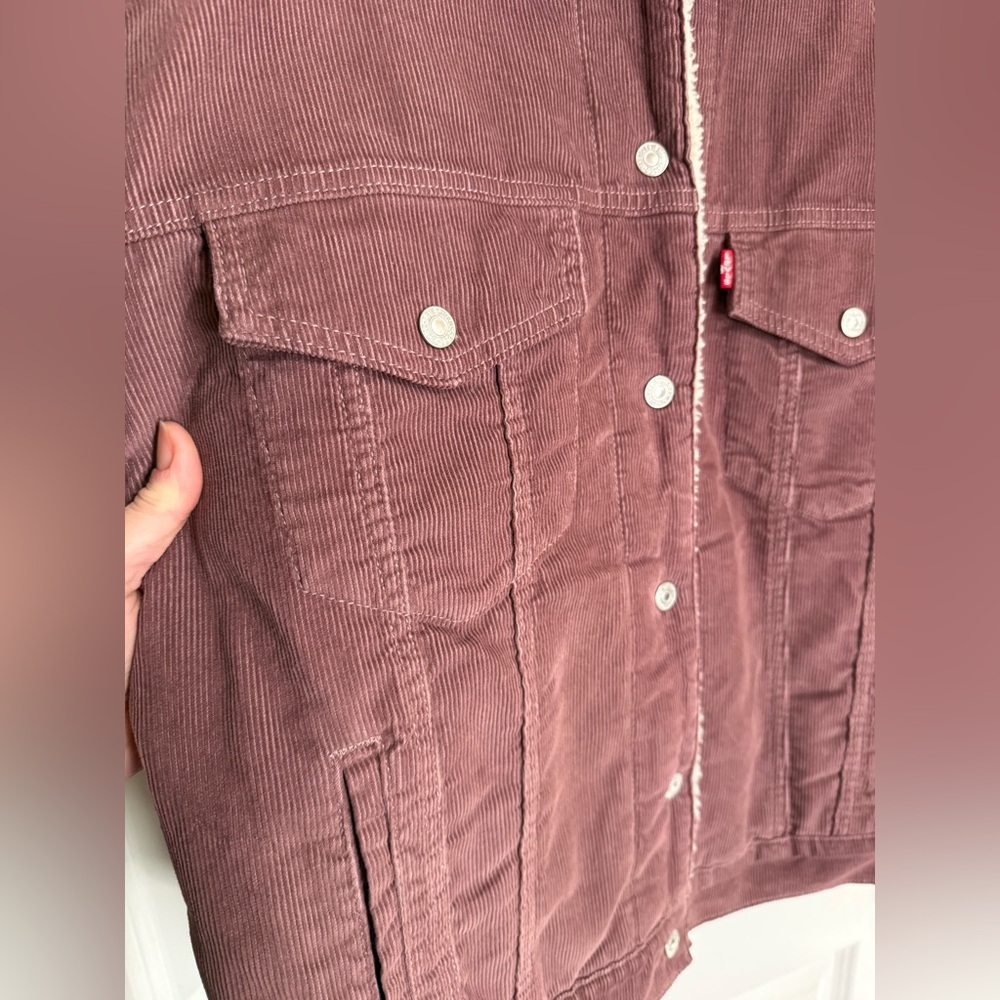 NWT Levi’s Faux Shearling 90’s Trucker Jacket – Rose Taupe – XL - Picture 6 of 15